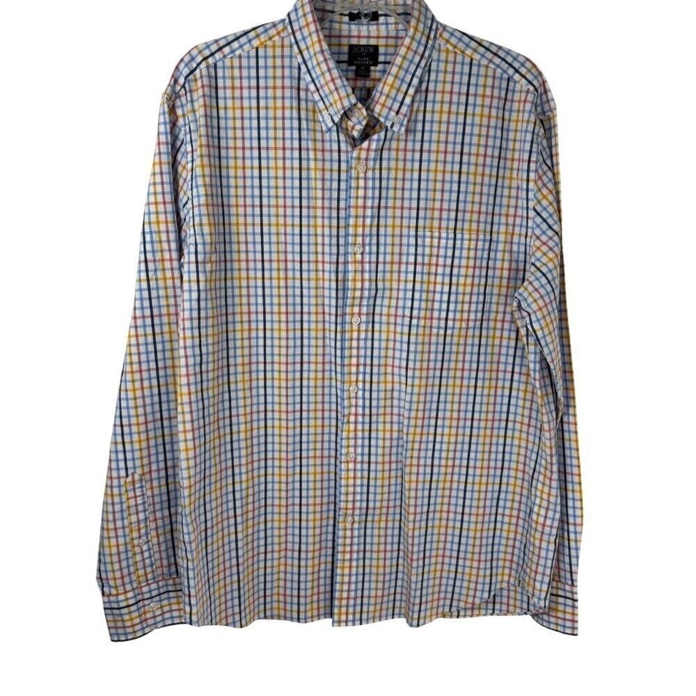 J. Crew Factory Plaid Flex Washed Slim Button Down Shirt Business Casual Men XL
